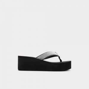 Sandalias Aldo Chima Flip flops Mujer Negros Plateados | TKDJPG276