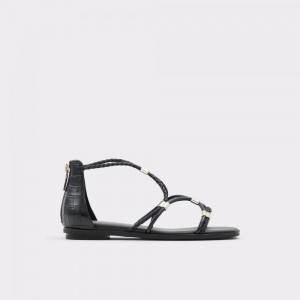Sandalias Aldo Oceriwenflex Strappy flat sandal Mujer Negros | ETDCZN278